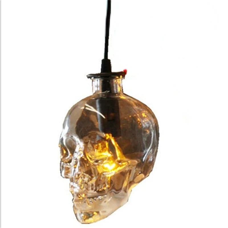 suspension loft américain rétro led crâne bouteille vin décoration café - vue 5 sur 9