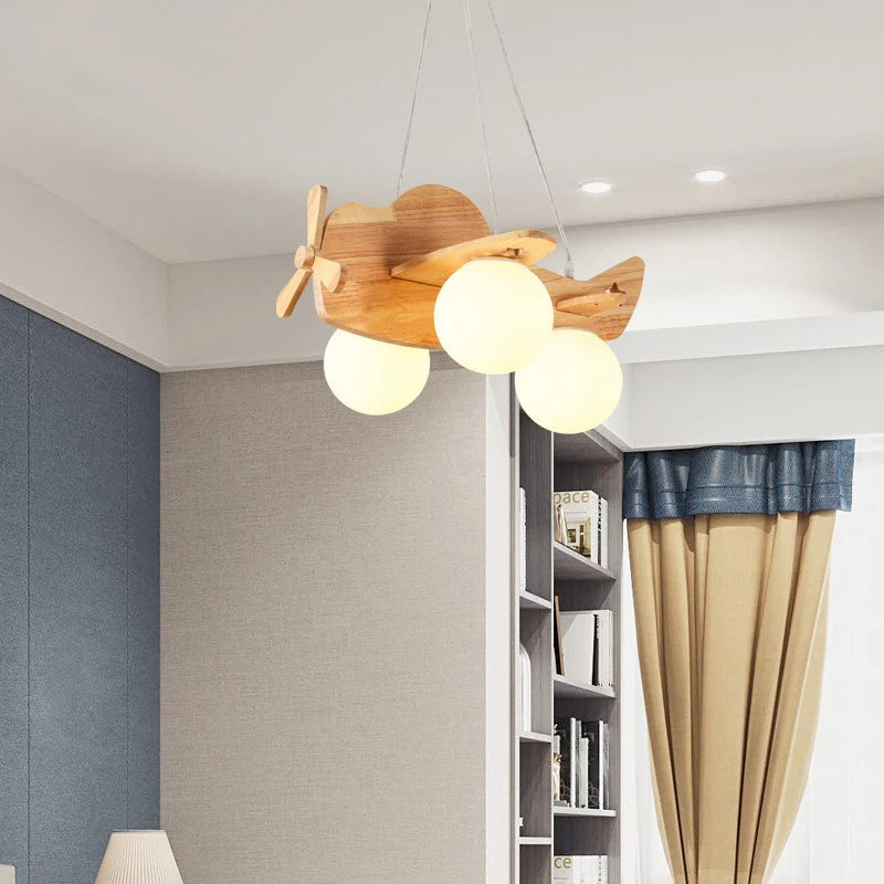 lustre en bois pour chambre d'enfant suspension décorative - vue 6 sur 15