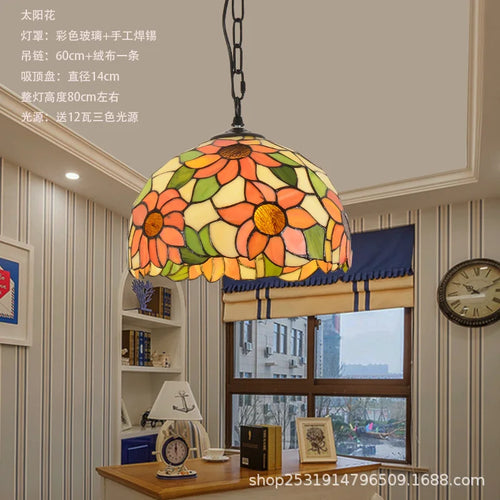lustre rétro en verre teinté style méditerranéen pour restaurant et hall - vue 13 sur 18