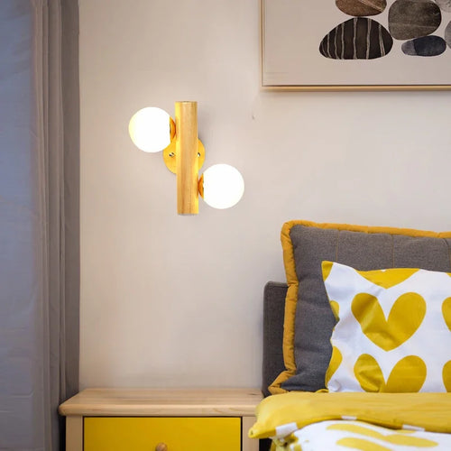 applique murale led nordique en verre et bois réglable moderne - vue 3 sur 7