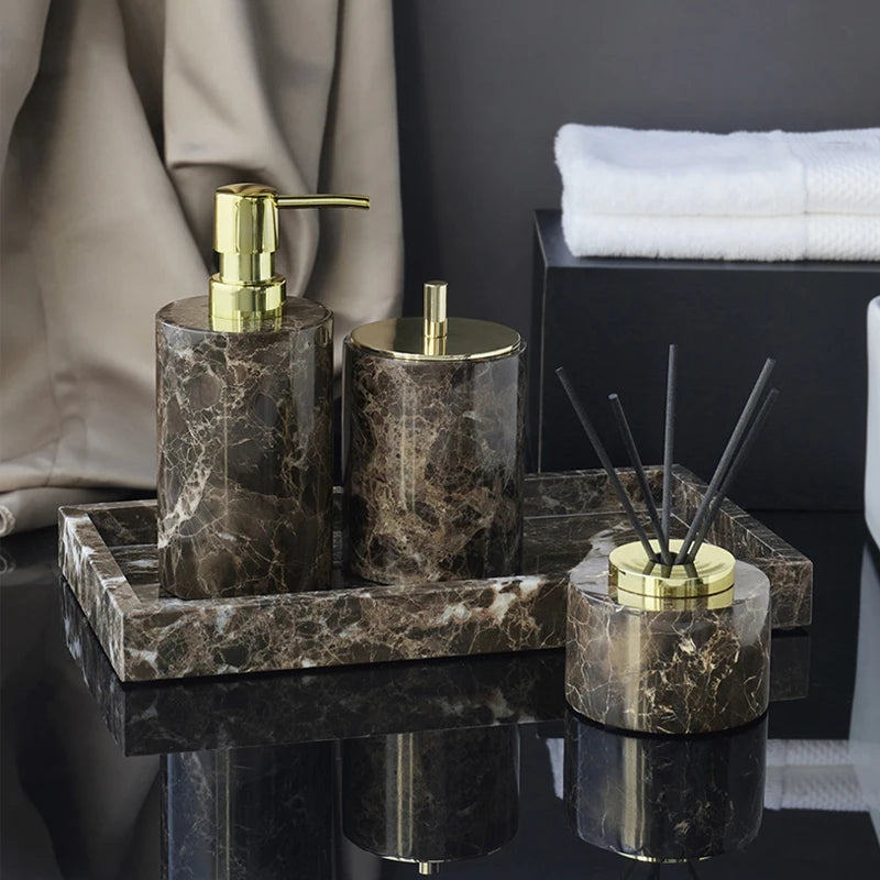 Accessoires Salle Bain Marbre Set Salle De Bain Marbre Italien WORHE - 3 Pièces Luxe Distributeur Savon Gobelet Dent Accessoire Salle Bain Accessoires Salle Bain Marbre Set Salle De Bain Marbre Italien WORHE - 3 Pièces Luxe Distributeur Savon Gobelet Dent Accessoire Salle Bain