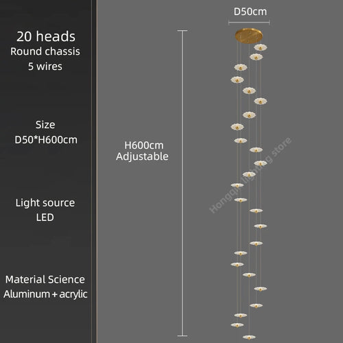 lustre moderne à led pour éclairage intérieur décoratif - vue 12 sur 26