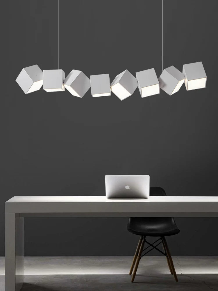 lustre moderne simple nordique luxe longue barre suspension lampe - vue 4 sur 8