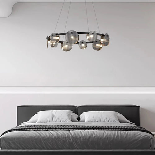 lustre moderne en fer et verre pour décoration intérieure - vue 3 sur 12
