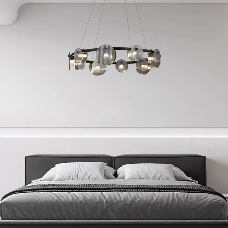 lustre moderne en fer et verre pour décoration intérieure - vue 3 sur 12