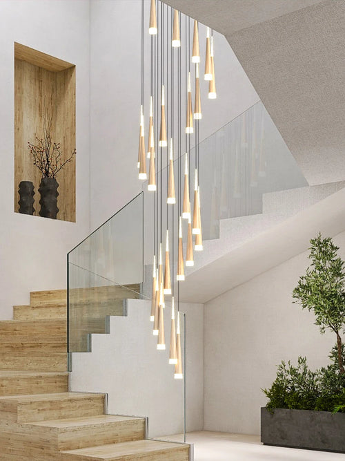 suspension led moderne pour escalier duplex nordique