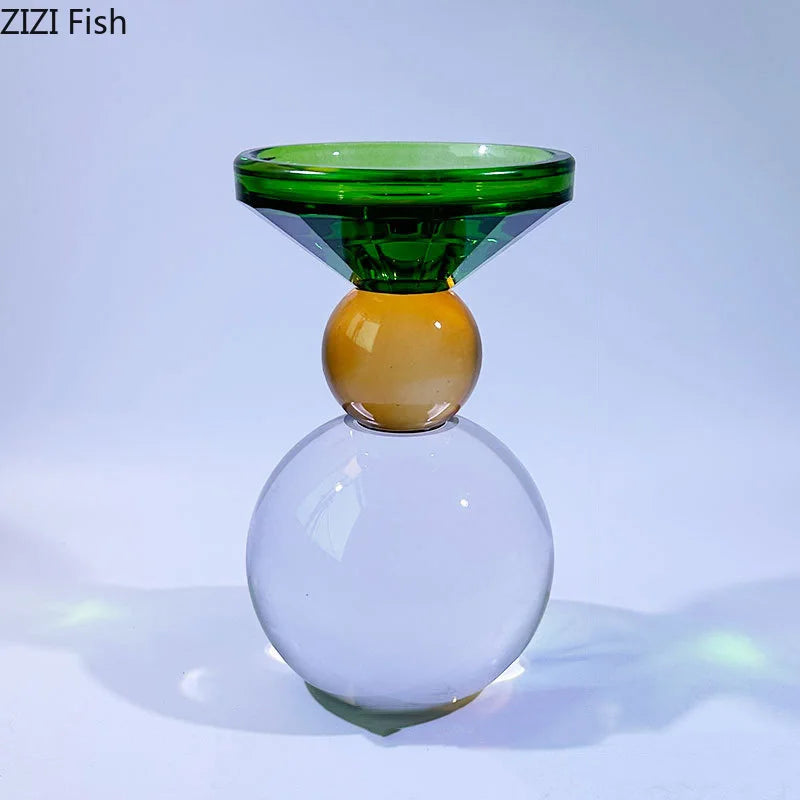 bougeoirs en cristal colorés pour décoration moderne et romantique