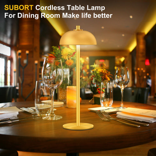 SUBORT Lampe de Table pour Chambre à Coucher Lampe Tactile sans Fil Rechargeable Camping Champignon Lampe créative Lumière d'ambiance USB-C Lampe de Bureau