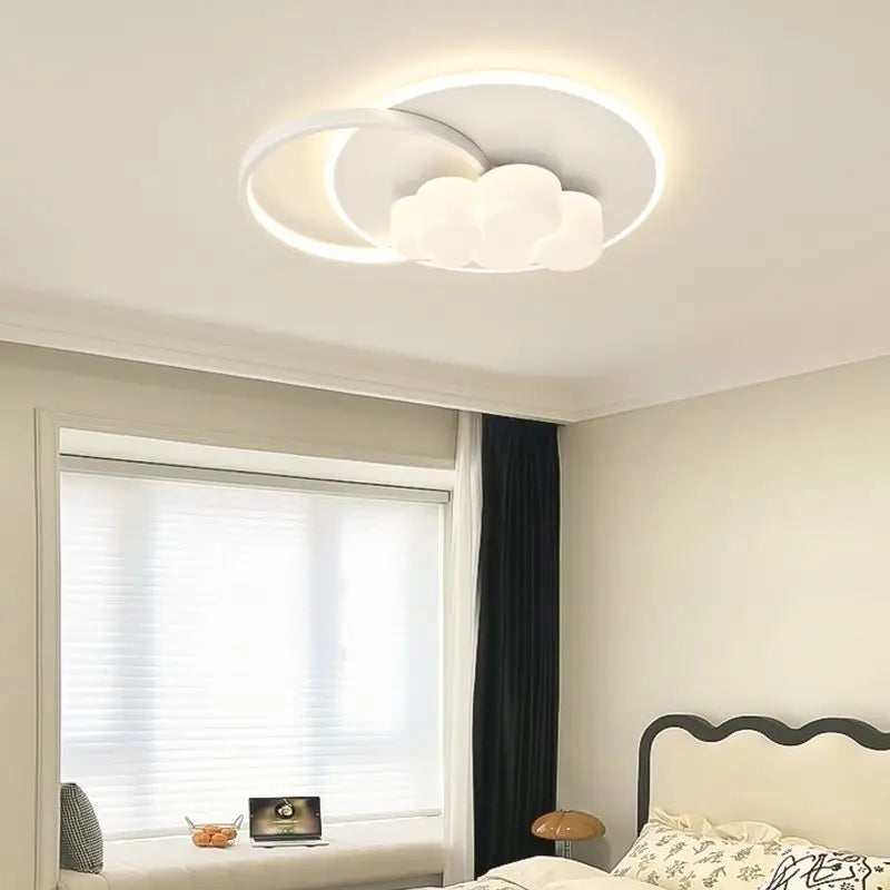 plafonnier minimaliste avec bulle suspendue et lustre en nuage - vue 5 sur 13
