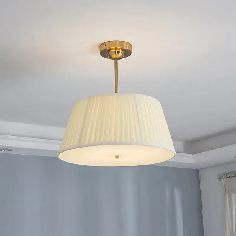 Plafonnier en tissu Simple nordique tout en cuivre