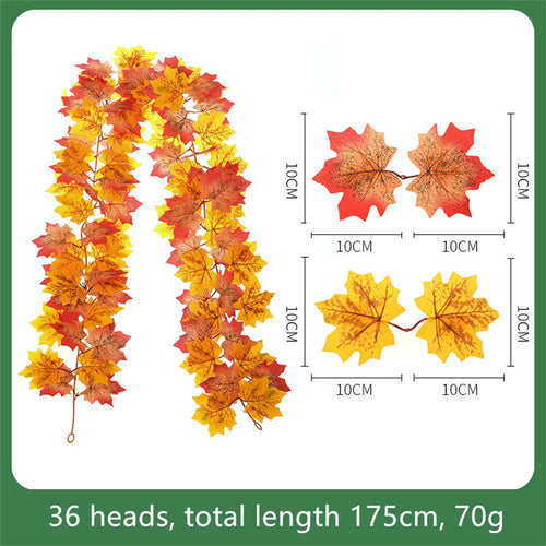 guirlande de feuilles d'érable artificielles en soie décorative pour jardin - vue 12 sur 16