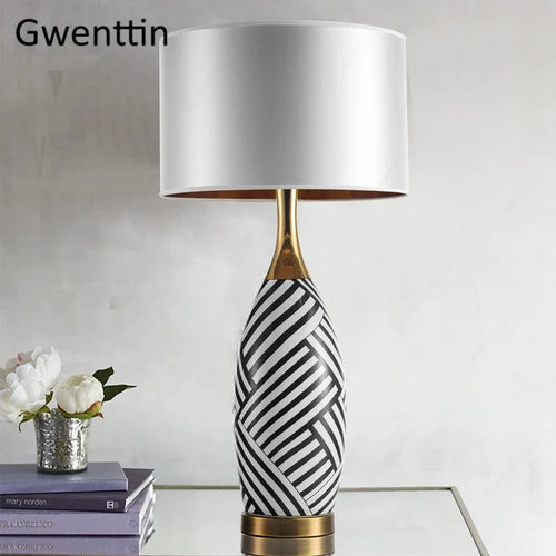 lampe à poser moderne en céramique motif zèbre pour décoration intérieure - vue 2 sur 7