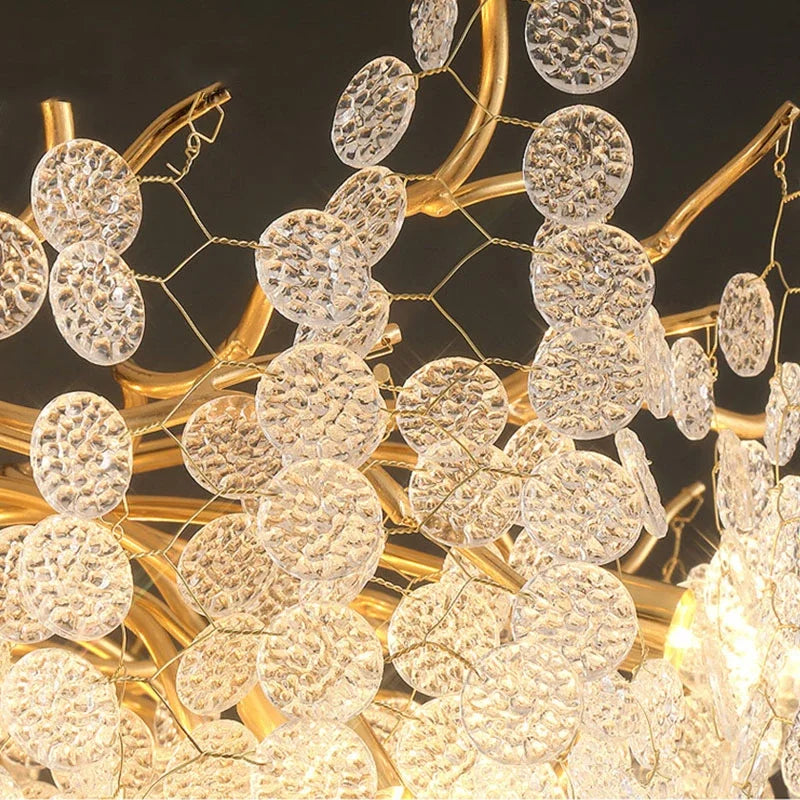 lustre en cristal doré style européen décoration intérieure élégante - vue 6 sur 13