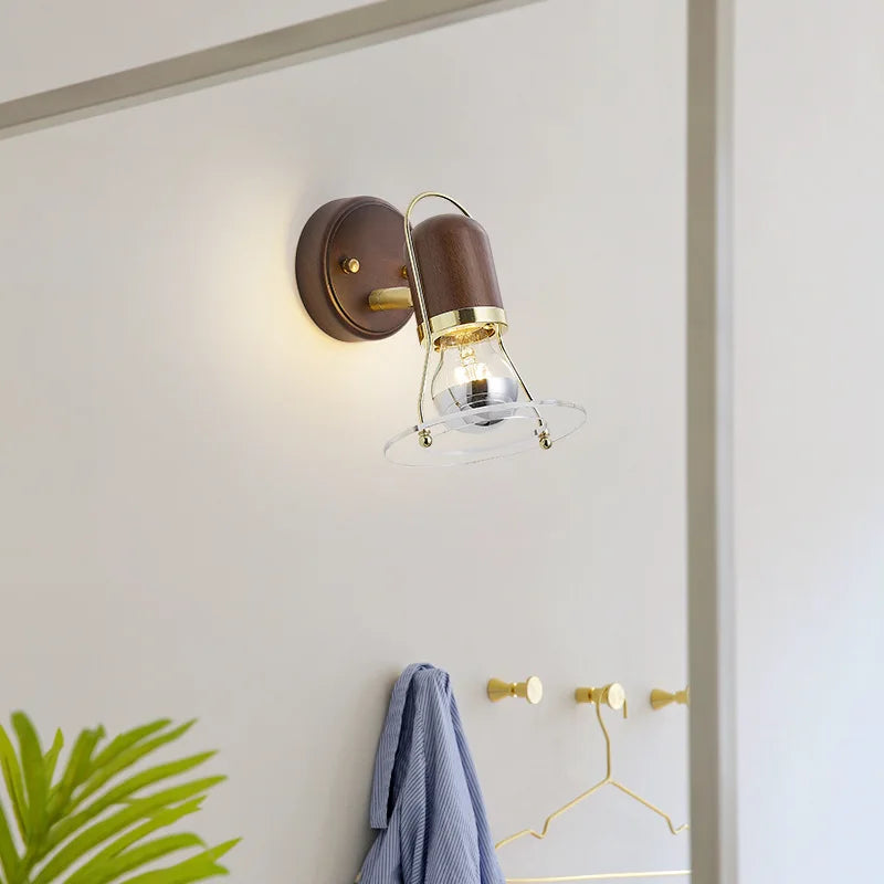 applique murale rétro en bois de noyer design élégant et fonctionnel - vue 6 sur 8