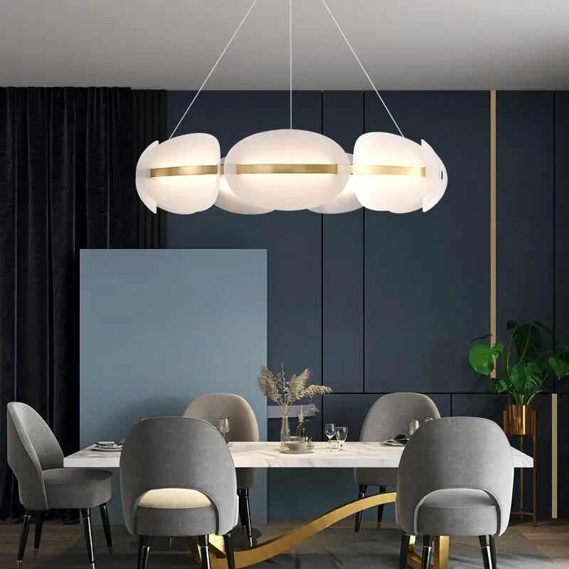 lustre nordique led en acrylique avec design de pétale - vue 3 sur 9