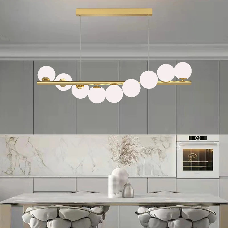 lustre créatif en verre pour bar et restaurant avec fil réglable - vue 3 sur 9