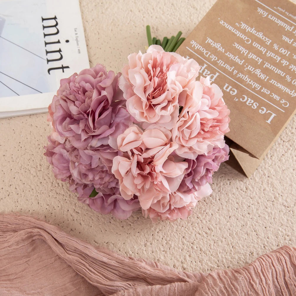 lot de 5 pivoines artificielles pour décorations élégantes et mariage - vue 3 sur 12