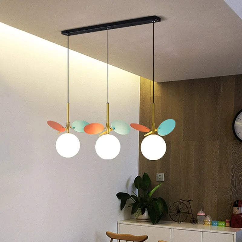 Boule de verre nordique suspension lustre lampe créative salon chambre d'enfants chambre intérieur décoratif Lampurant LED