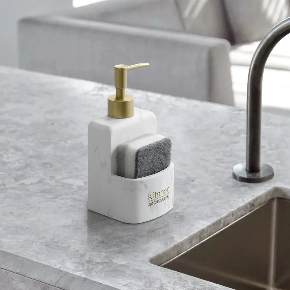 distributeur de savon liquide avec rangement pour accessoires de cuisine - vue 3 sur 14