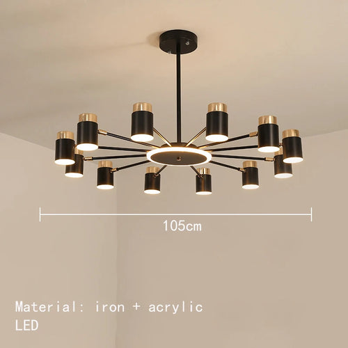 lustre led rotatif en métal avec 3 gradations suspendues