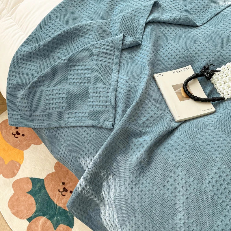 Plaid coton gaufré léger décoratif canapé chambre été - vue 7 sur 7