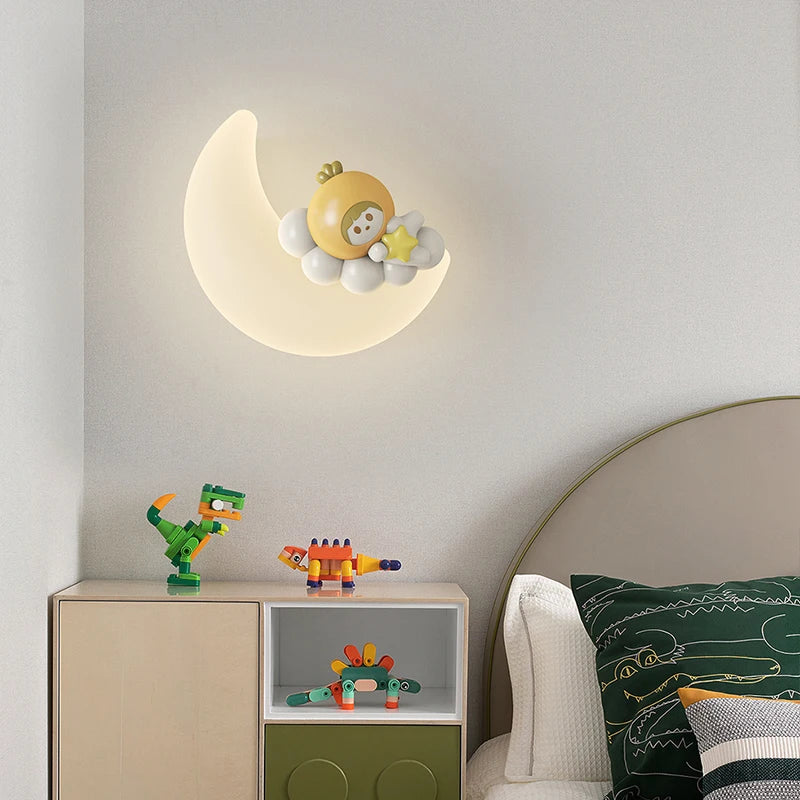 applique murale romantique lune ange ours fille enfant - vue 5 sur 11