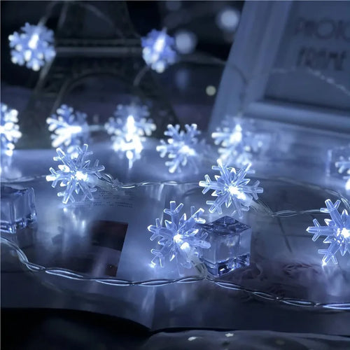 guirlande lumineuse flocon de neige pour décorations de Noël et fêtes - vue 6 sur 9