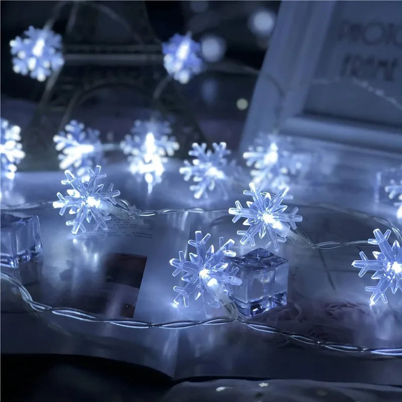 guirlande lumineuse flocon de neige pour décorations de Noël et fêtes - vue 5 sur 9