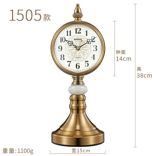 horloge de table européenne en métal plaqué cuivre élégant design luxe - vue 15 sur 18