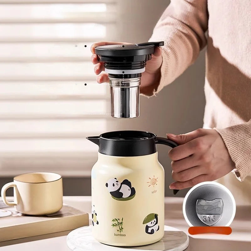 Théière isotherme panda acier inoxydable 1l grande capacité - vue 4 sur 6