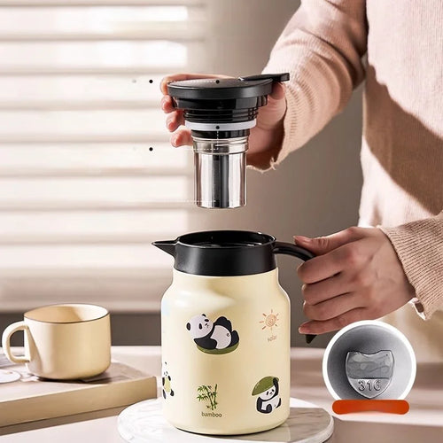 Theiere isotherme panda inox 1l grande capacite maison