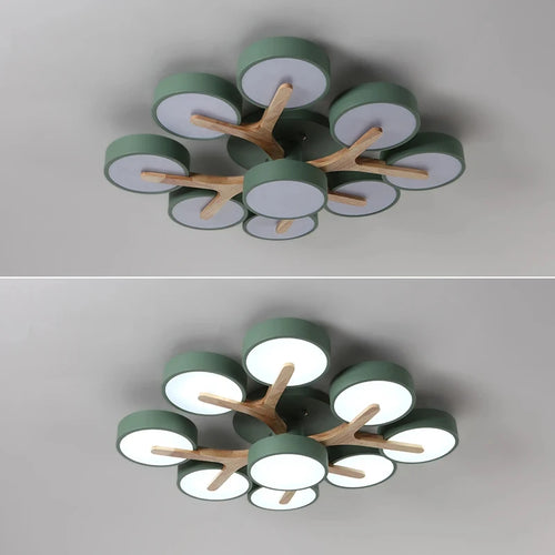 lustre moderne en bois pour décoration intérieure nordique lumineux - vue 7 sur 15