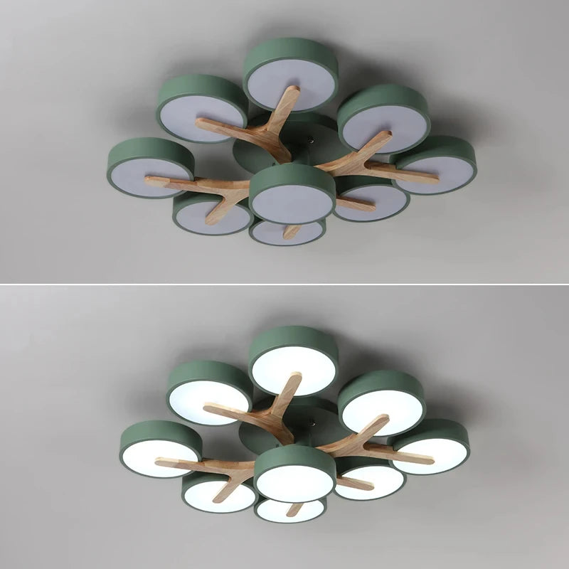lustre moderne en bois pour décoration intérieure nordique lumineux - vue 6 sur 15