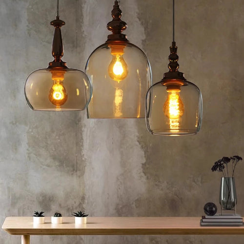 suspension rétro en verre style loft nordique décoratif pour intérieur - vue 3 sur 9