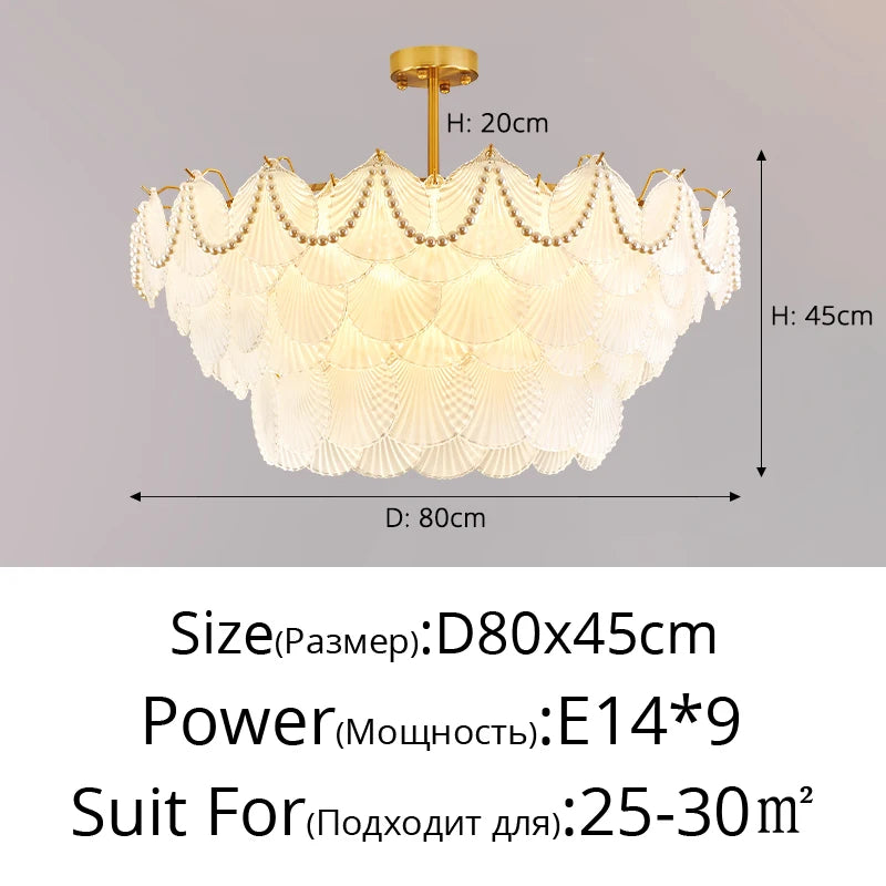 lustre de luxe en forme de coquille en cristal feng shui - vue 12 sur 11
