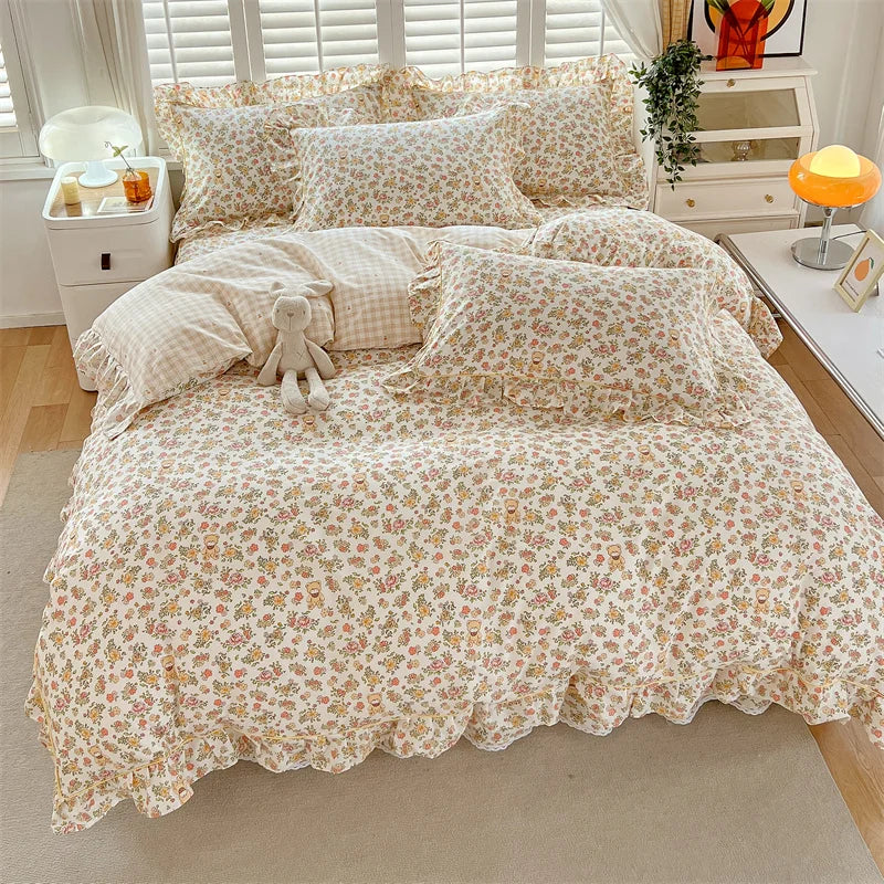 housse de couette florale en pur coton pour fille