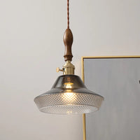 suspension en noyer et verre cuivre pour intérieur élégant