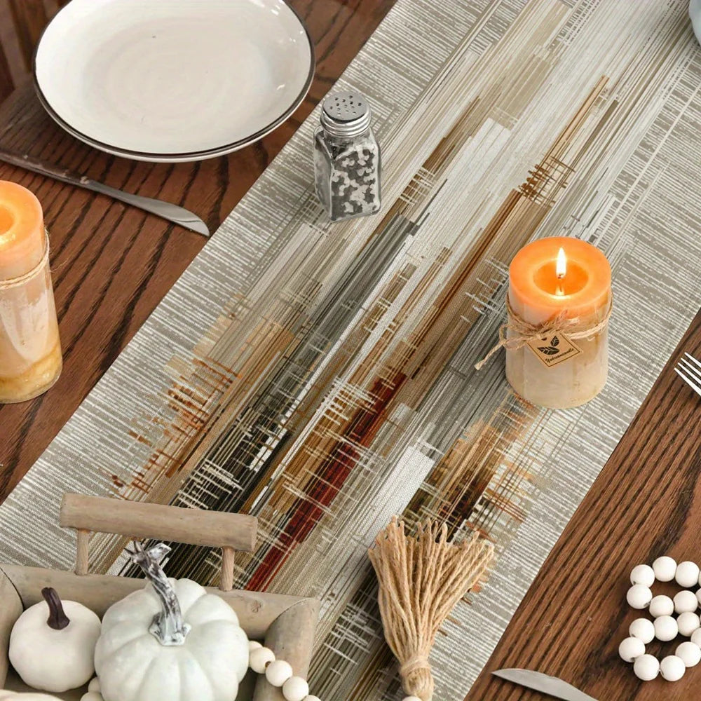 Chemin de table motifs rayures abstraites style minimaliste - vue 4 sur 6