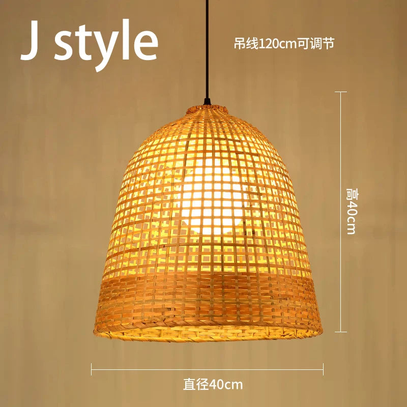 lustre style chinois fait main en bambou tissage pastoral vintage - vue 27 sur 30