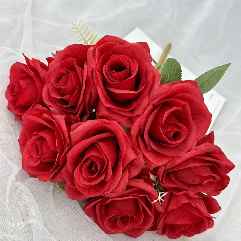 bouquet de roses artificielles en soie pour décoration de mariage