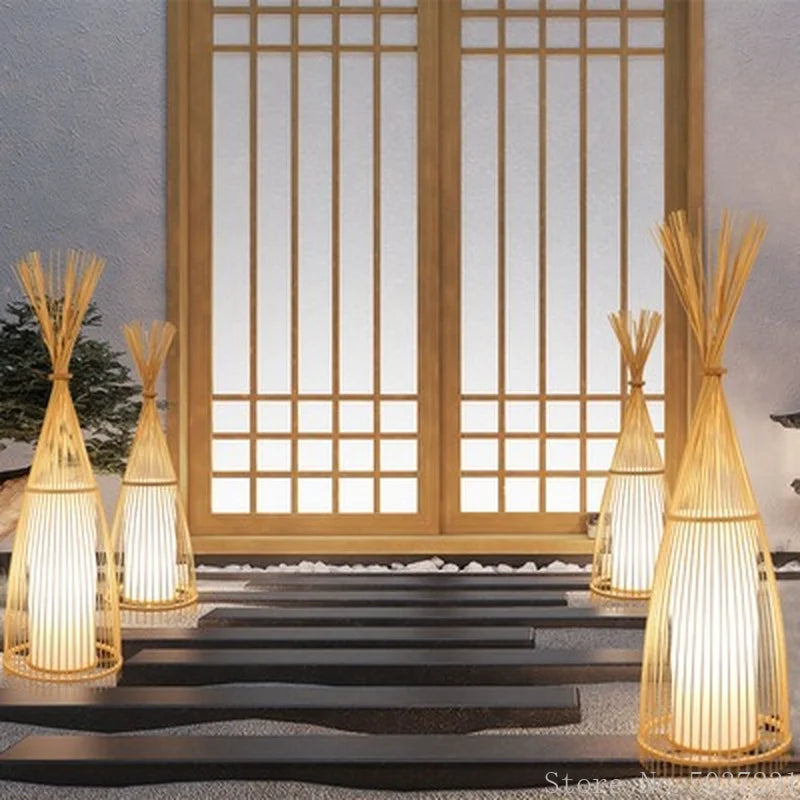 Lampadaire en bambou de style chinois