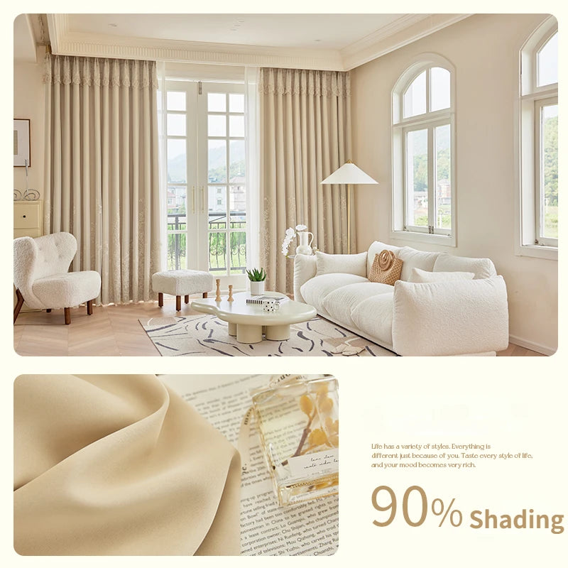 Rideau occultant motif floral style simple salon chambre - vue 10 sur 12