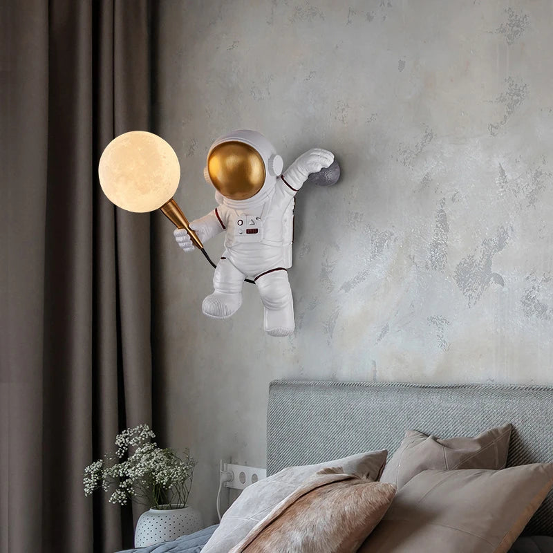 Nordique LED personnalité astronaute lune applique chambre d'enfants cuisine salle à manger chambre étude balcon allée lampe décoration