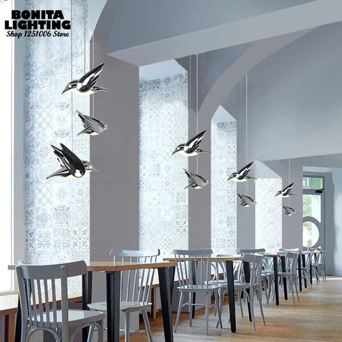 lustre design à led en acrylique avec protection des yeux petit oiseau - vue 5 sur 7