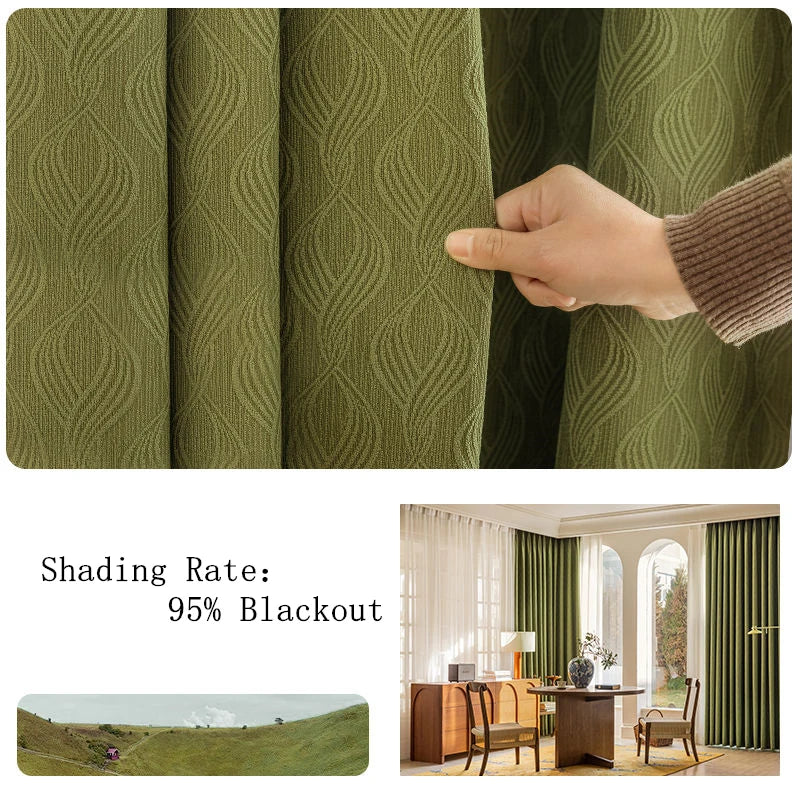 Rideau occultant chenille epais style moderne pour chambre - vue 6 sur 10