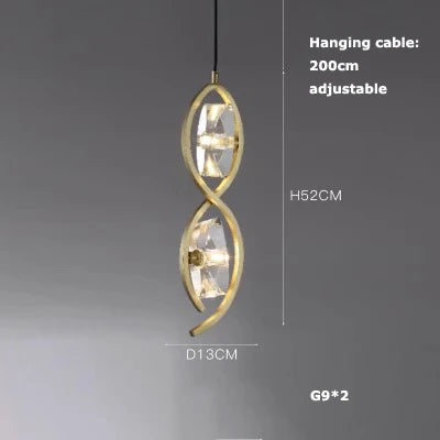 suspension en verre cristal art déco avec éclairage led - vue 12 sur 25