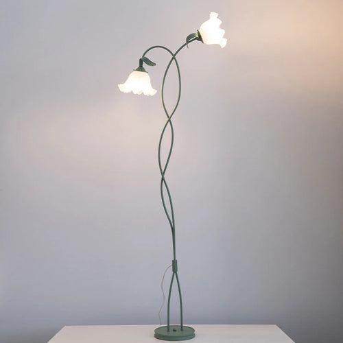 lampadaire vintage style pastoral avec appliques en verre - vue 2 sur 7