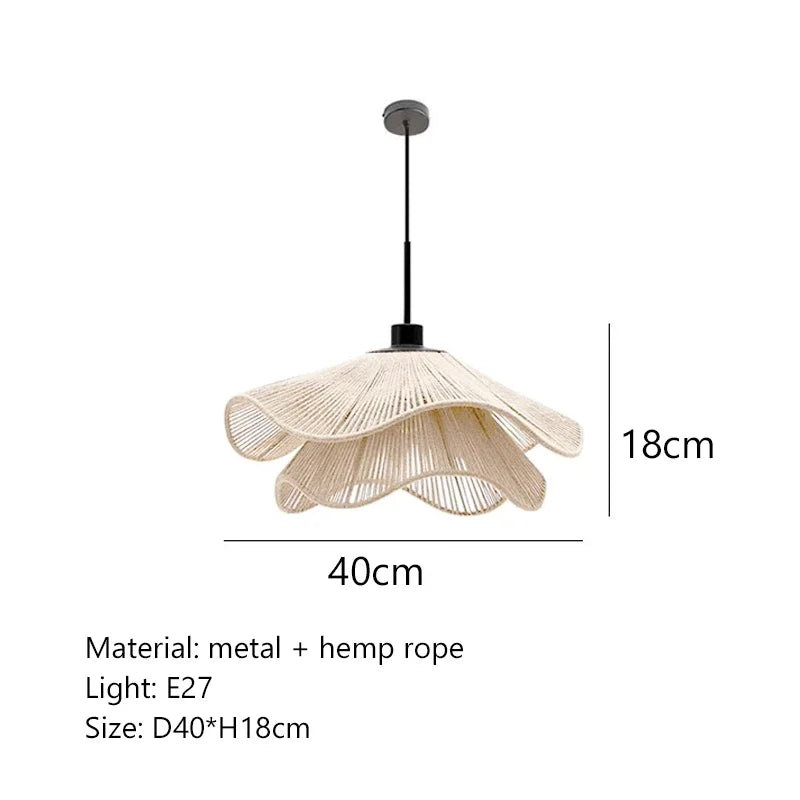 suspension en corde de coton et chapeau de paille style nordique vintage
