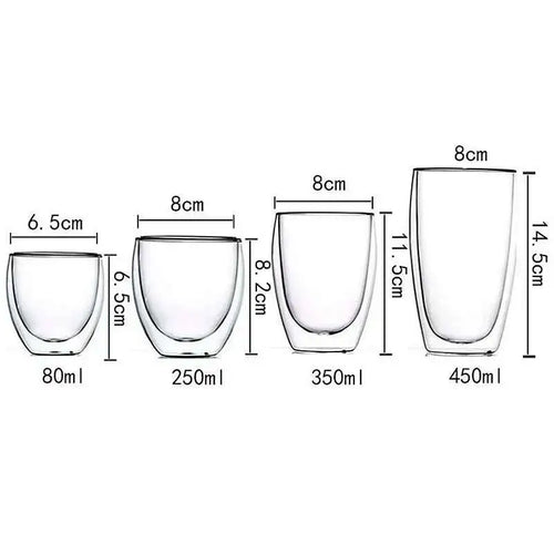 Lot tasses verre borosilicate double paroi isolant