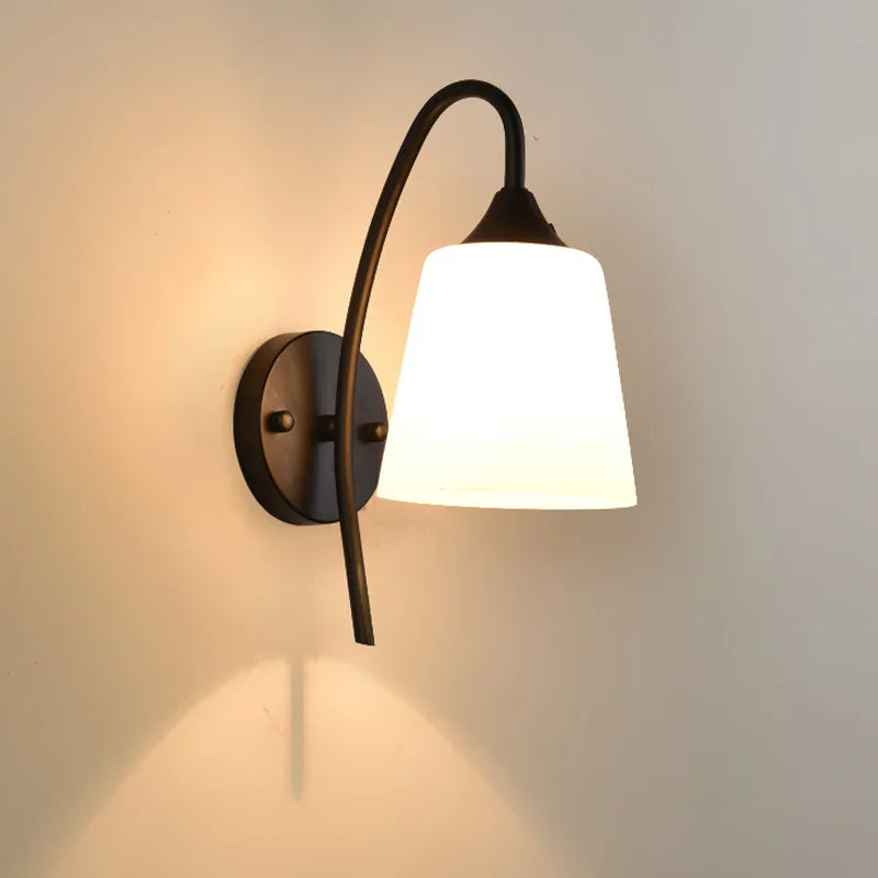 lampe de chevet américaine antique en verre et fer led pour hôtel